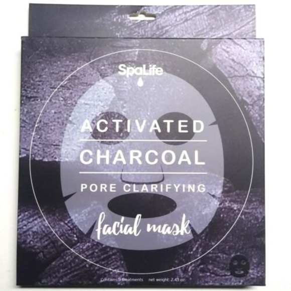 SpaLife Activated Charcoal Pore Clarifying Facial Mask Set Of 3 New Masks in Box - Picture 1 of 12